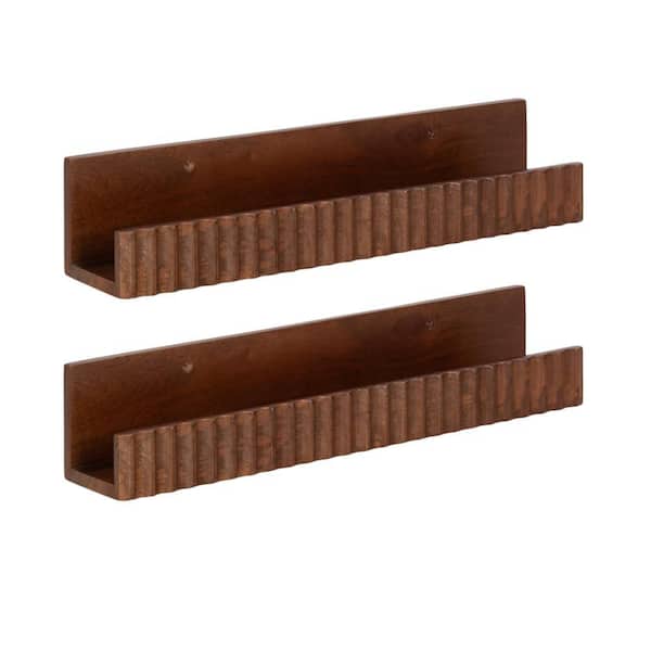 Furrow 18 in. W x 3 in. D Walnut Brown Wood Decorative Wall Shelf