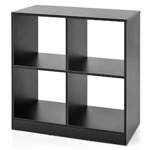 29 in. Tall Black Engineered Wood 4-Cube Bookcase Floor Open Bookshelf Storage Cabinet Toy Organizer