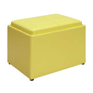 Designs4Comfort Yellow Faux Leather Storage Ottoman with Reversible Tray
