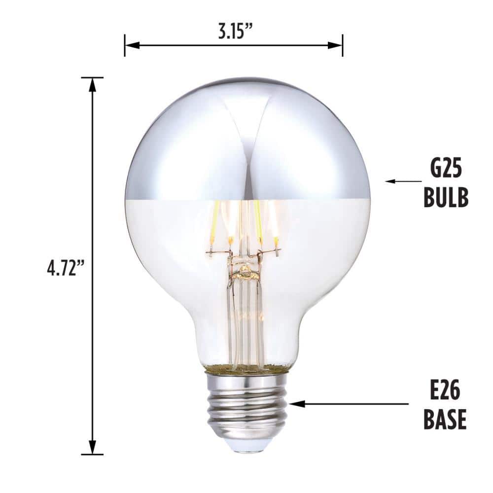 4.5 Watt White Half Chrome Dimmable LED Light Bulb, 6-Pack