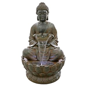 Brown Buddha Fountain with LED Lights