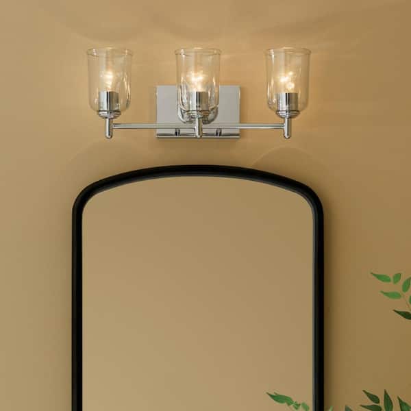 KICHLER Shailene 21 in. 3-Light Chrome Traditional Bathroom Vanity Light with Clear Glass