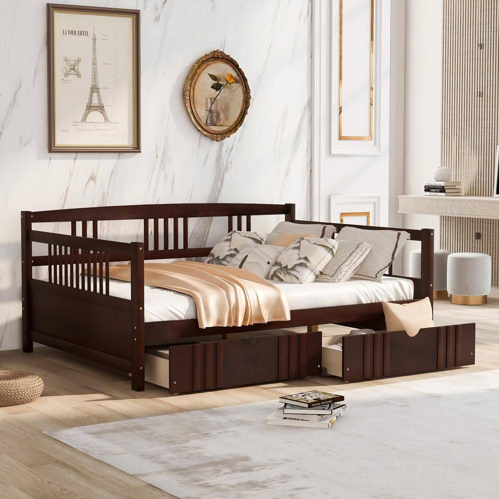 Qualler Espresso Full Size Daybed with 2-Drawers BLE000058P - The Home ...