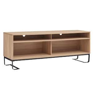 Light Oak Brown TV Media Entertainment Console Fits TVs Up to 60 in. with 4 Compartments