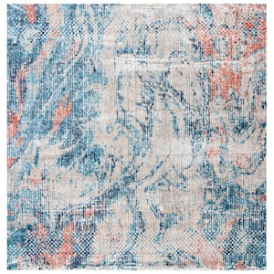 Madison Beige/Blue 7 ft. x 7 ft. Abstract Gradient Square Area Rug