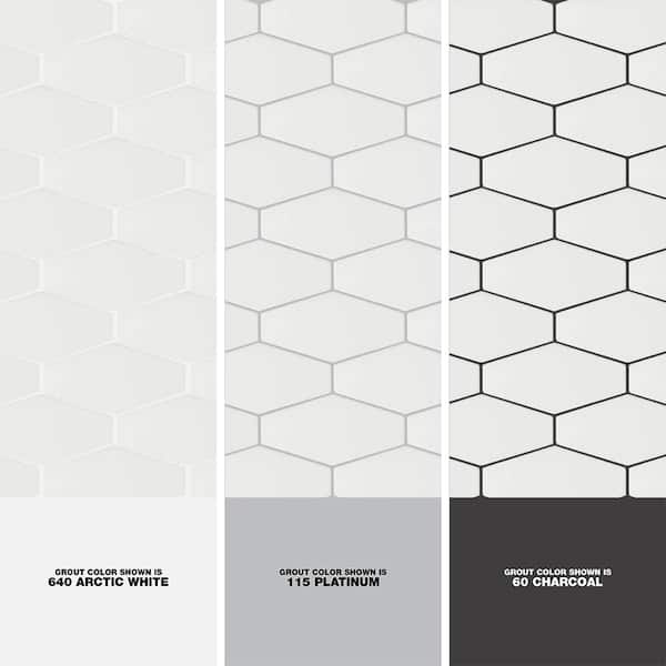 Ivy Hill Tile Birmingham Hexagon Bianco 4 in. x 8 in. 8mm Polished Ceramic Subway Tile (5.38 sq. ft. / box) Ivy Hill Tile Birmingham Hexagon Bianco 4 in. x 8 in. 8mm Polished Ceramic Subway Tile (5.38 sq. ft. / box)