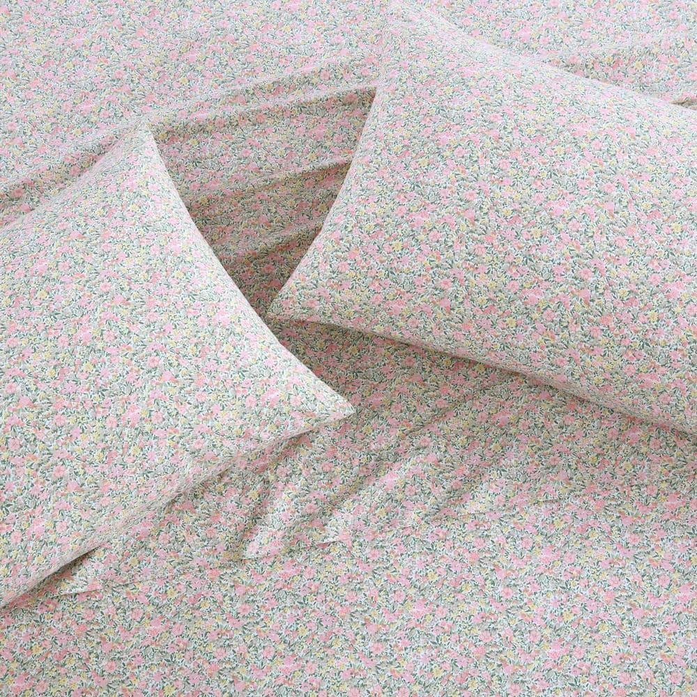 Loveston Pink Full Cotton Percale Floral Sheet Set