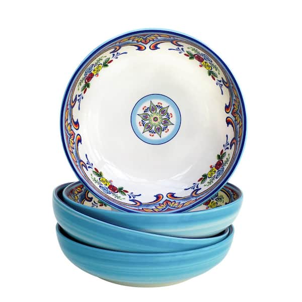Euro Ceramica Zanzibar 4-Piece Earthenware Pasta Bowl Set