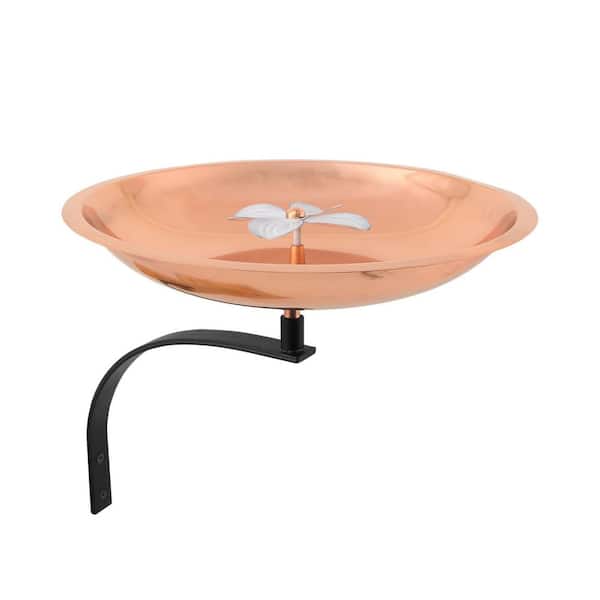 Achla Designs Dogwood Garden Birdbath with Wall Mount Bracket 12 in. Wide Copper Plated and Colored Patina Finish