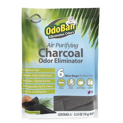 OdoBan 10 g Charcoal Odor Eliminators (6 Ct), Natural Odor & Moisture Absorber, Odor Remover Bags for Shoes, Drawers, Gym Bags 9760A61-10M6P