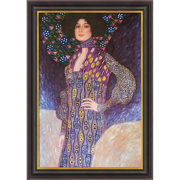 LA PASTICHE 45 in. x 33 in. "Portrait of Emilie Floge (Luxury Line) with Opulent Frame " by Gustav Klimt Framed Wall Art
