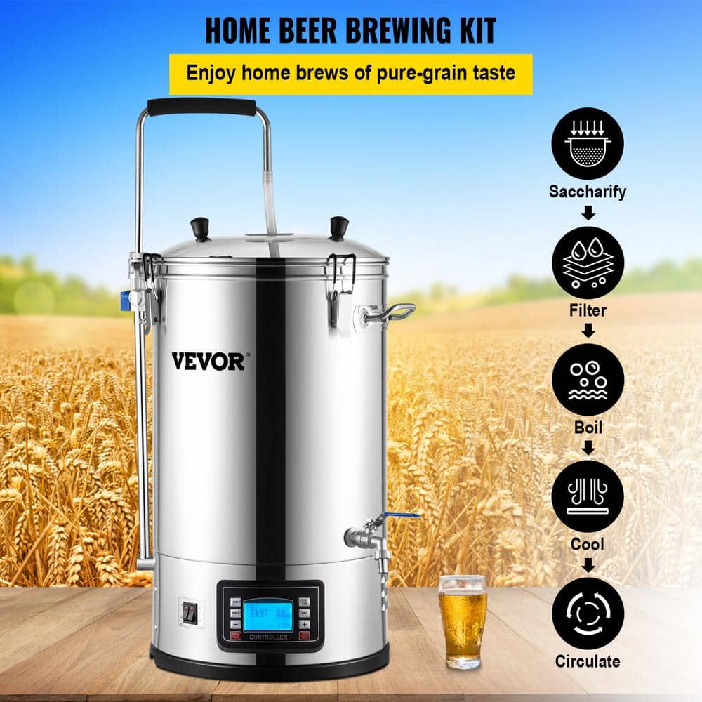 VEVOR 9.2 Gal Stainless Steel Electric Brewing System with LCD Panel