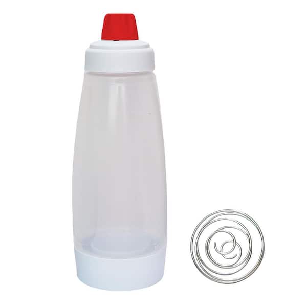 2 Pack Silicone White 33 oz. Pancake Batter Dispenser and Mixer with Ball Wire Whisk Batter Bottle Squeeze Kitchen