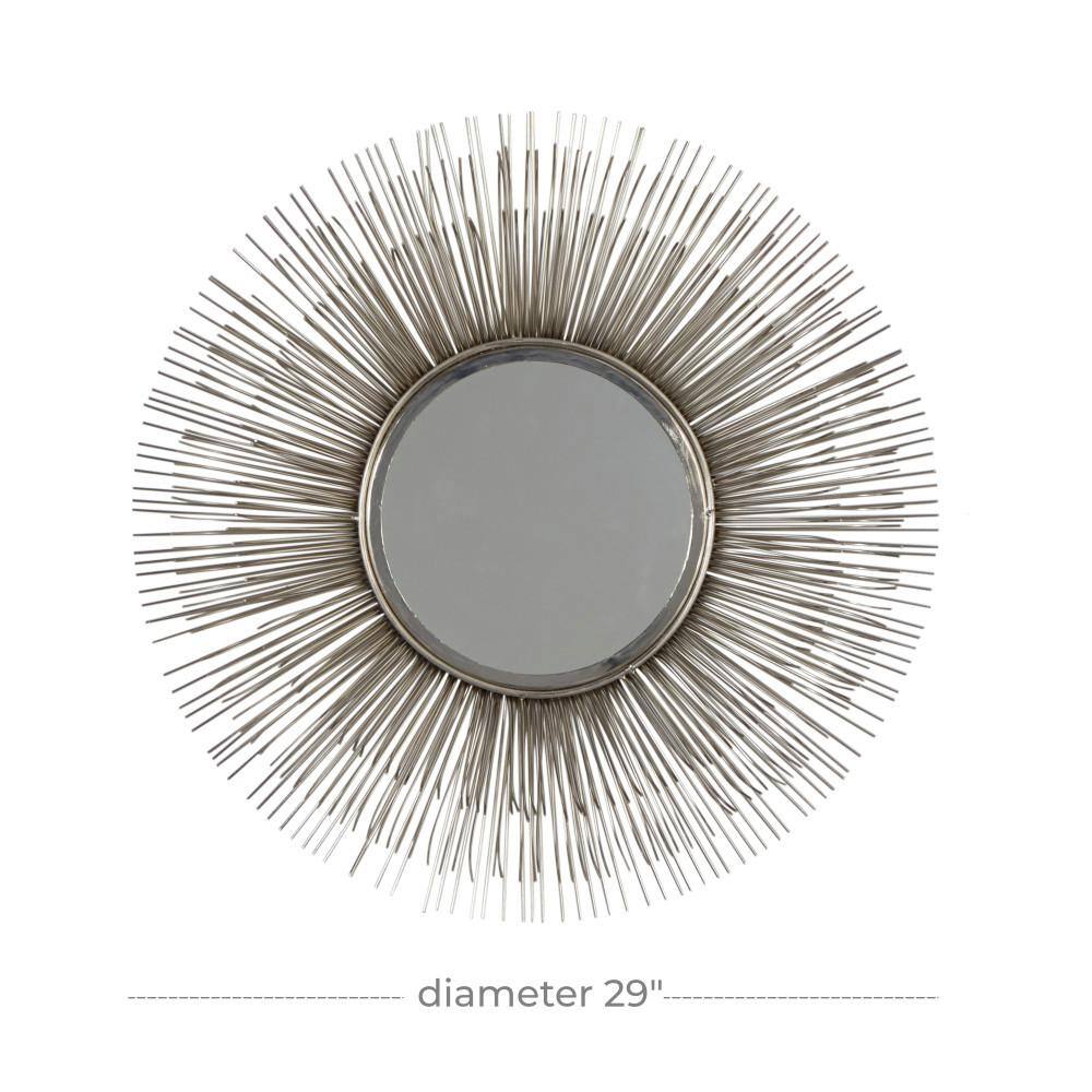 28.5" Silver Sunburst Round Wall Mirror