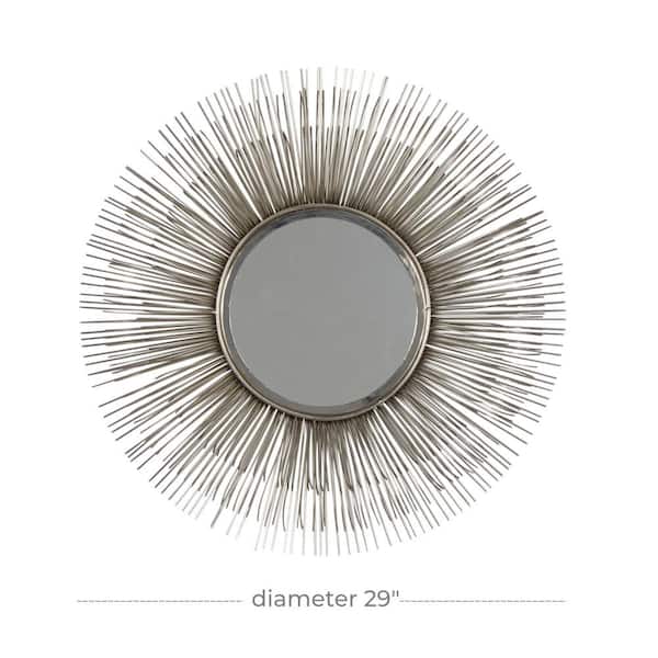 29 in. x 29 in. Starburst Round Framed Silver Wall Mirror