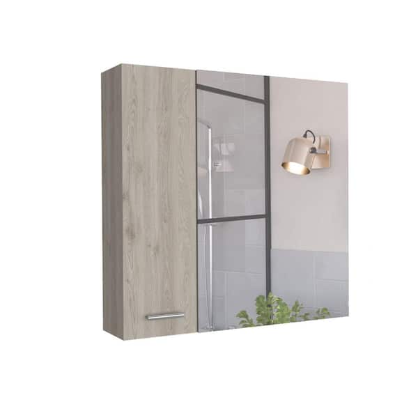 Unbranded 24 in. W x 24 in. H Rectangular Wood Medicine Cabinet with Mirror, 2 Door Bathroom Mirror Cabinet with Four Shelves