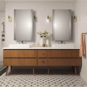 Asiana Modern Styled 16 in. W x 26 in. H Beveled Double Mirror Recessed Bathroom Medicine Cabinet