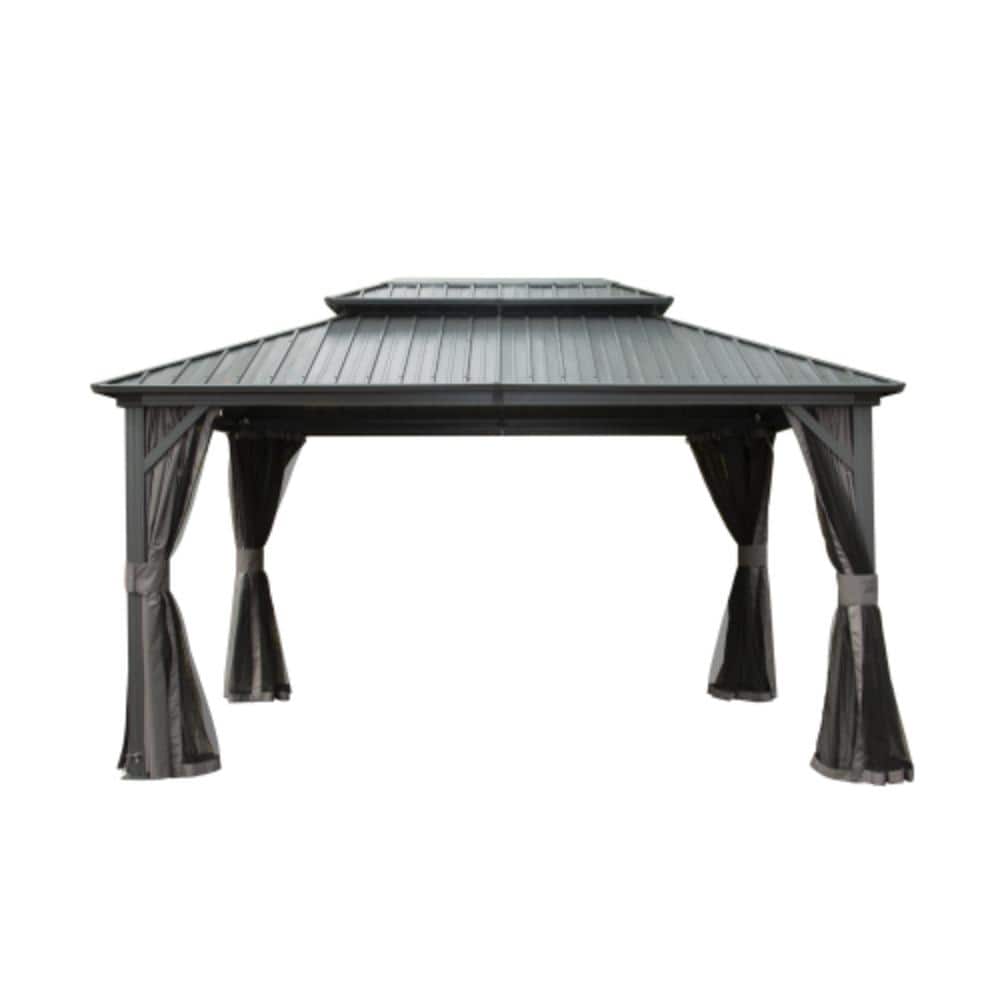 10 ft x 12 ft. Gray Metal Gazebo Canopy with Galvanized Steel Double Roof price history on PriceWatchPro
