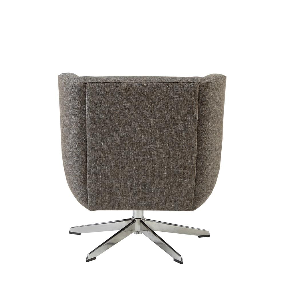 Nina Brown Chrome Swivel Lounge Chair with Swoop Arms