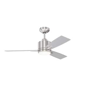 Nuvel 42 in. Indoor Satin Nickel Standard Ceiling Fan with True White Integrated LED with Remote Included
