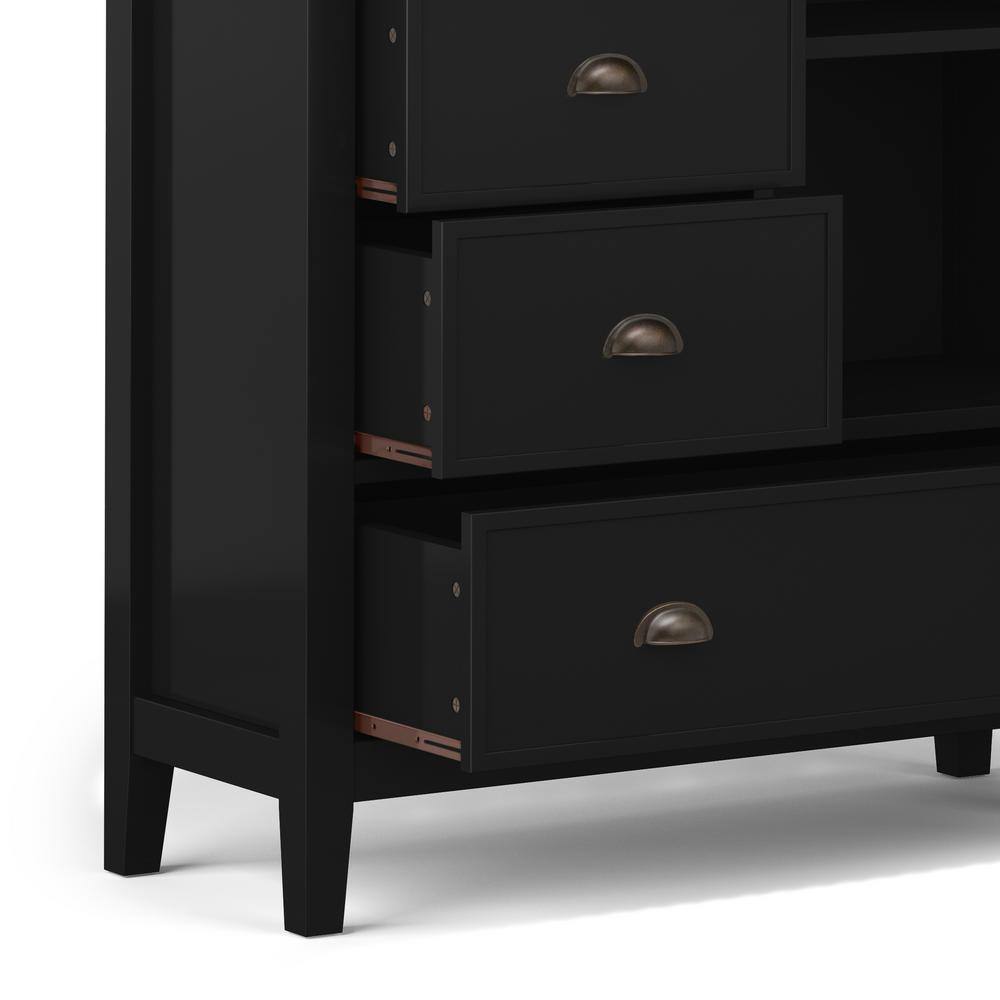 Redmond Solid Pine Black Freestanding Office Storage Cabinet