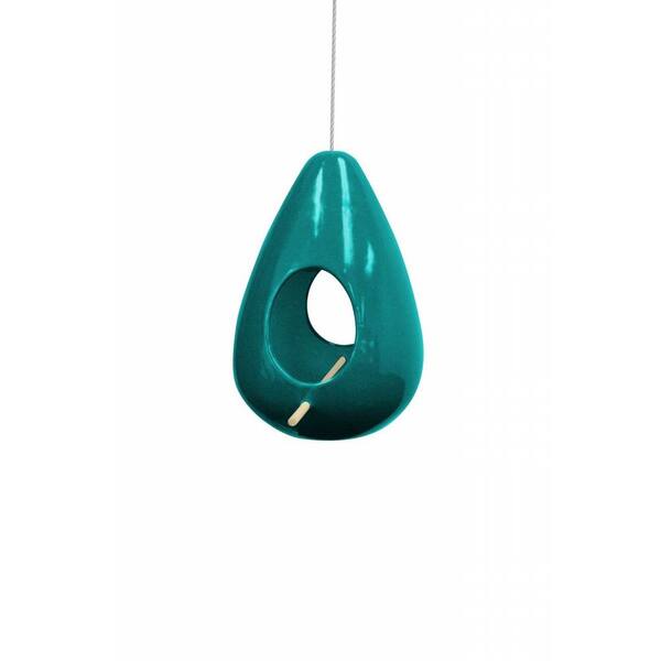 Alpine Corporation 10 in. Hanging Turquoise Teardrop Shape Birdhouse