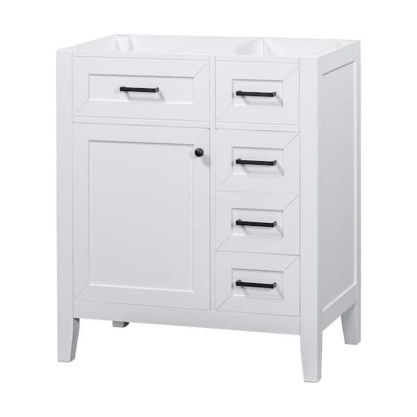 Unbranded 29.52 in. W x 17.71 in. D x 35.03 in. H Wood Bath Vanity Cabinet without Top in White with Door and 3-Drawers