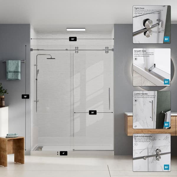 Kobiworks 36 in. L x 60 in. W x 96 in. H Alcove Shower Stall/Kit