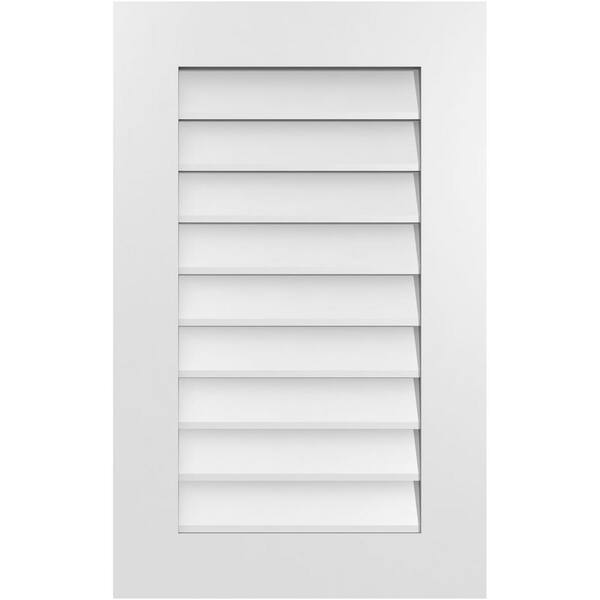 Ekena Millwork 20 in. x 32 in. Vertical Surface Mount PVC Gable Vent: Decorative with Standard Frame