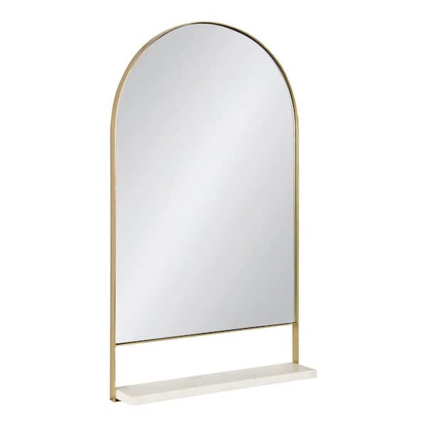 Kate and Laurel Chadwin 34.25 in. x 20 in. Modern Arch Gold Framed Decorative Wall Mirror