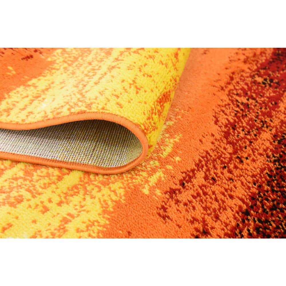 4' x 6' Orange and Black Abstract Synthetic Area Rug