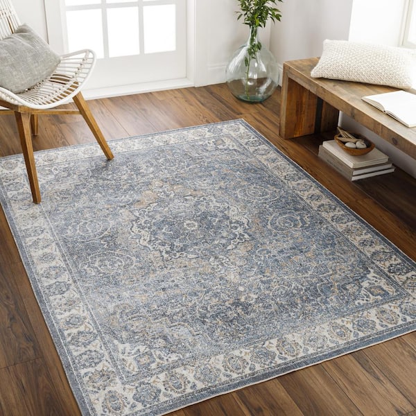Livabliss Lillian SkyBlue 8 ft. x 10 ft. Indoor Machine-Washable  Area Rug