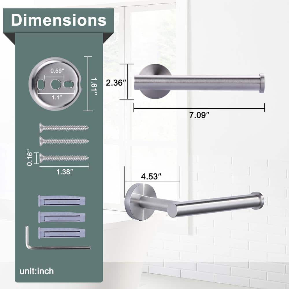 Brushed Nickel Wall-Mount Stainless Steel Toilet Paper Holder