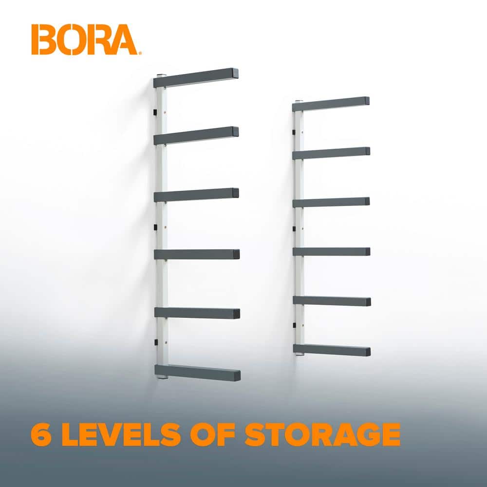 6-Level Gray and White Wall Mounted Lumber Storage Rack