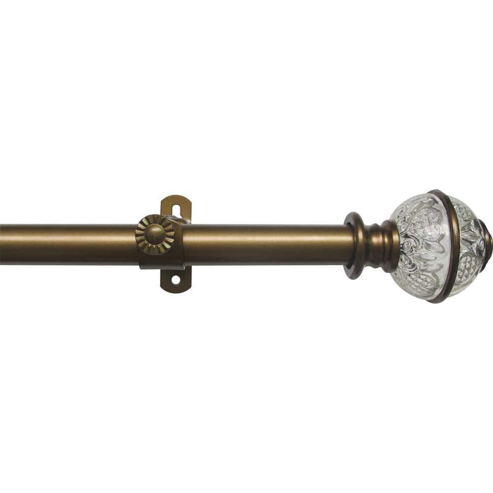 Antique Gold 28"-48" Metal Curtain Rod with Glass Finials