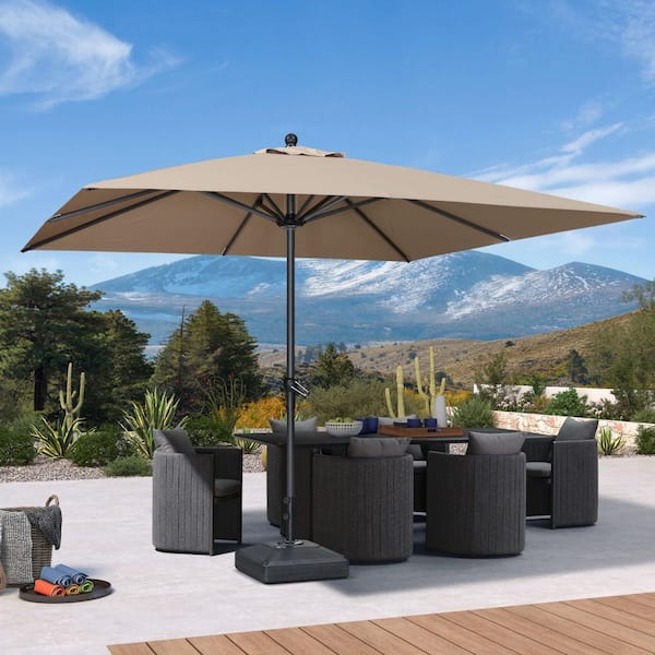 10 ft. Square Patio Umbrella Outdoor Table Umbrella Aluminum Frame Market Umbrella with 8-Sturdy Ribs, Taupe
