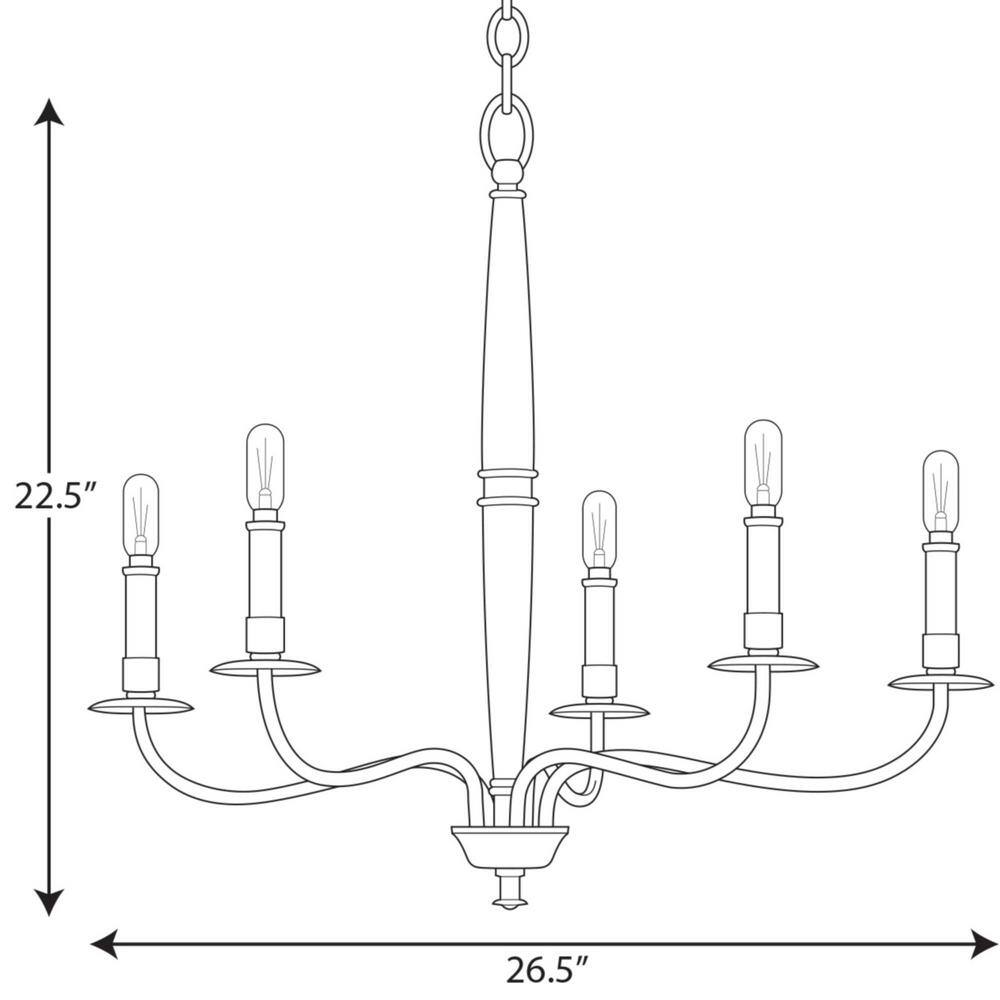 Matte Black 5-Light Vintage Candlestick Chandelier
