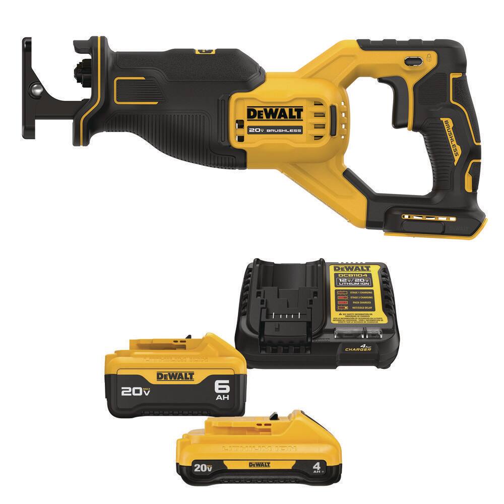 20V MAX Lithium-Ion Cordless Brushless Reciprocating Saw with 20V MAX 5.0 Ah and 2.0 Ah Battery Packs and Charger