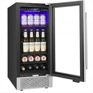 14.96 in. Single Zone 28 Bottles and 88 Cans Beverage and Wine Cooler in Black