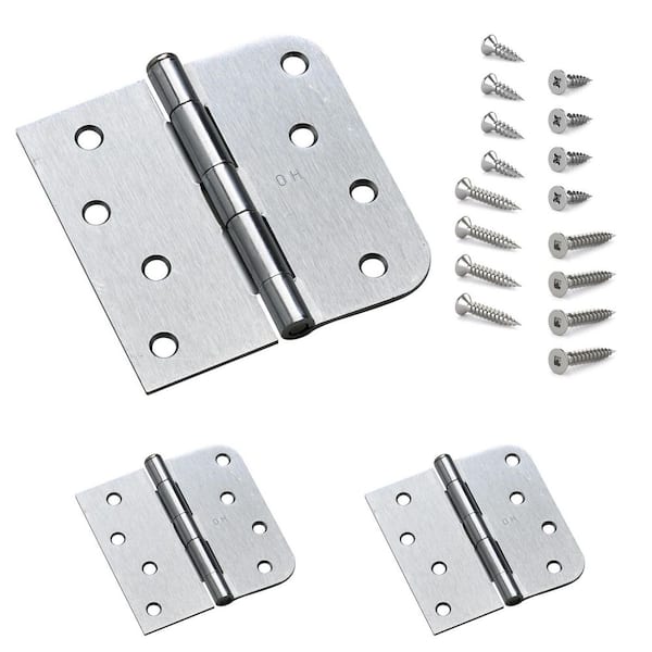 Onward 4 in. x 4 in. Brushed Chrome Full Mortise Combination Butt Hinge with Removable Pin (3-Pack)
