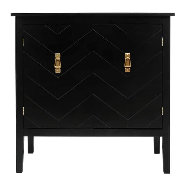 Unbranded 31.5 in. W x 15.75 in. D x 31.5 in. H Black Vintage Style Linen Cabinet with 2-Doors