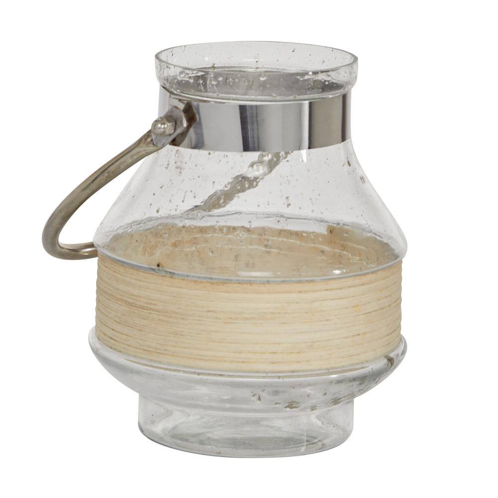 Clear Glass Hanging Candle Lantern with Metal Handle
