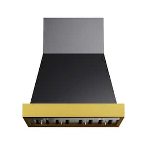 36 in. 600 CFM Wall Mounted Range Hood in Titanium Stainless Steel with Gold Accents