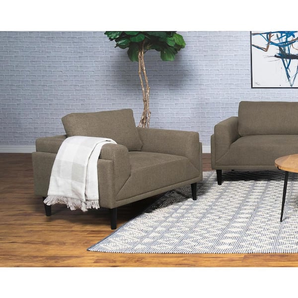 Rilynn Brown Fabric Track Arms Chair with Cylinder Legs