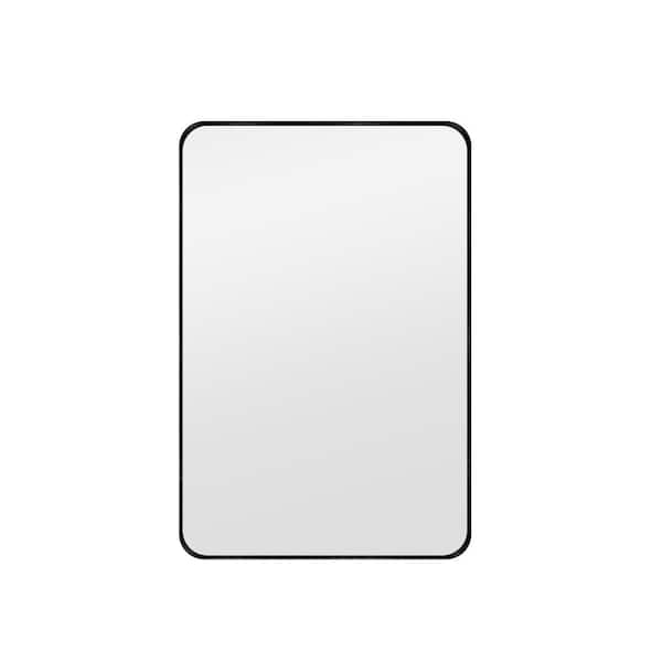 20 in. W x 30.1 in. H Modern Rectangular Aluminum Frame Black Wall Mirror (Screws Included)