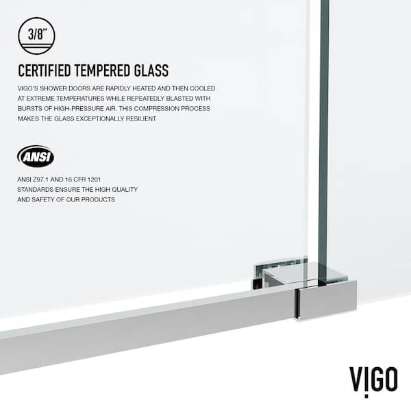 VIGO Elan 56 to 60 in. W x 76 in. H Frameless Sliding Shower Door