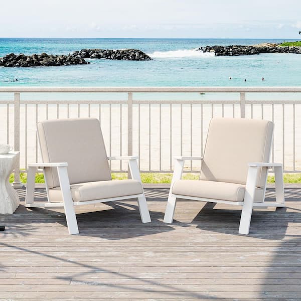 White Acacia Wood Frame Material Outdoor Adirondack Chair with 5.25 in ...