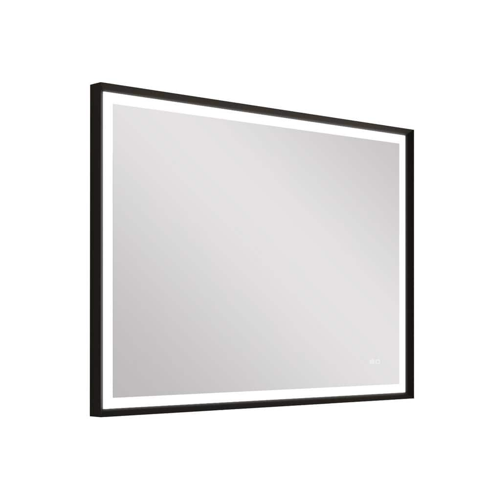 48 in. W x 36 in. H Rectangular Framed Anti-Fog Dimmable LED Wall Mounted LED Bathroom Vanity Mirror in Black -  FORCLOVER, FRIMFTH31K4836