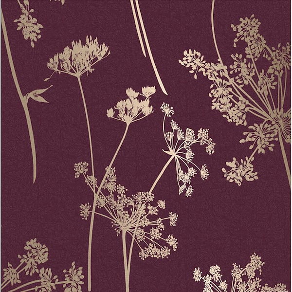 Graham & Brown Anthriscus Plum Purple Removable Wallpaper Sample