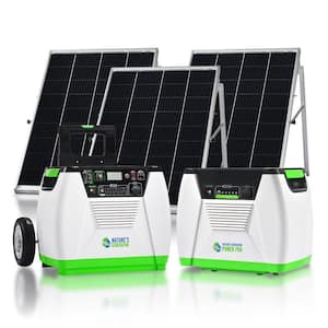 NATURE'S GENERATOR 1800-Watt/2880W Peak Push Button Start Solar Powered Portable Generator with Power Pod and Three 100W Solar Panels